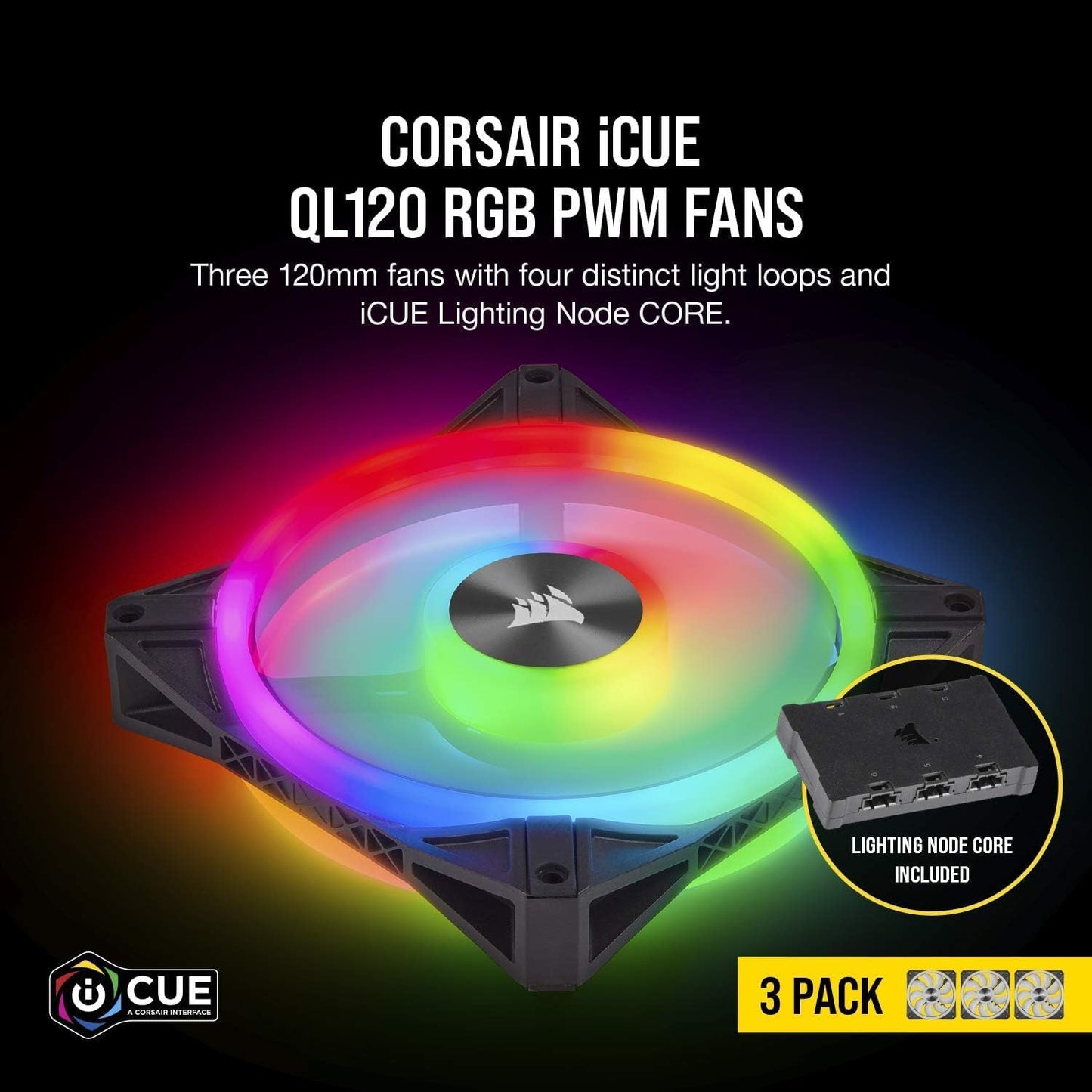 CORSAIR iCUE QL120 RGB, 120 mm RGB LED PWM Fans